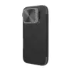 Telefono dėklas Nillkin Qin Prop Leather, iPhone 16, juoda oda, kortelių kišenė