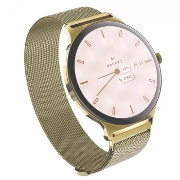 Išmanusis laikrodis Garett Verona 2 Gold Mesh su Bluetooth ir širdies ritmo matuokliu
