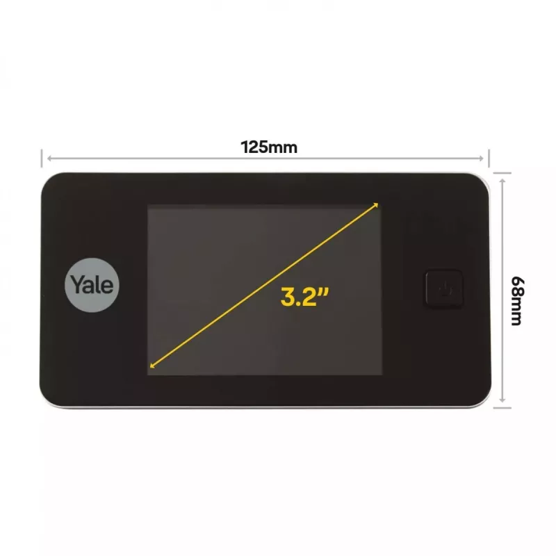 Skaitmeninis durų žiūrėjimo įrenginys Yale 45-0500-1432-00-6011 — 3.2 colio LCD, 105° žiūrėjimo kampas, 110° kampas, juodas, 2×AAA