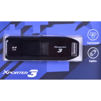 USB atmintukas PATRIOT Xporter 64GB USB Type-A 3.2 Gen 1 (slankiojantis, juodas, 80 MB/s)