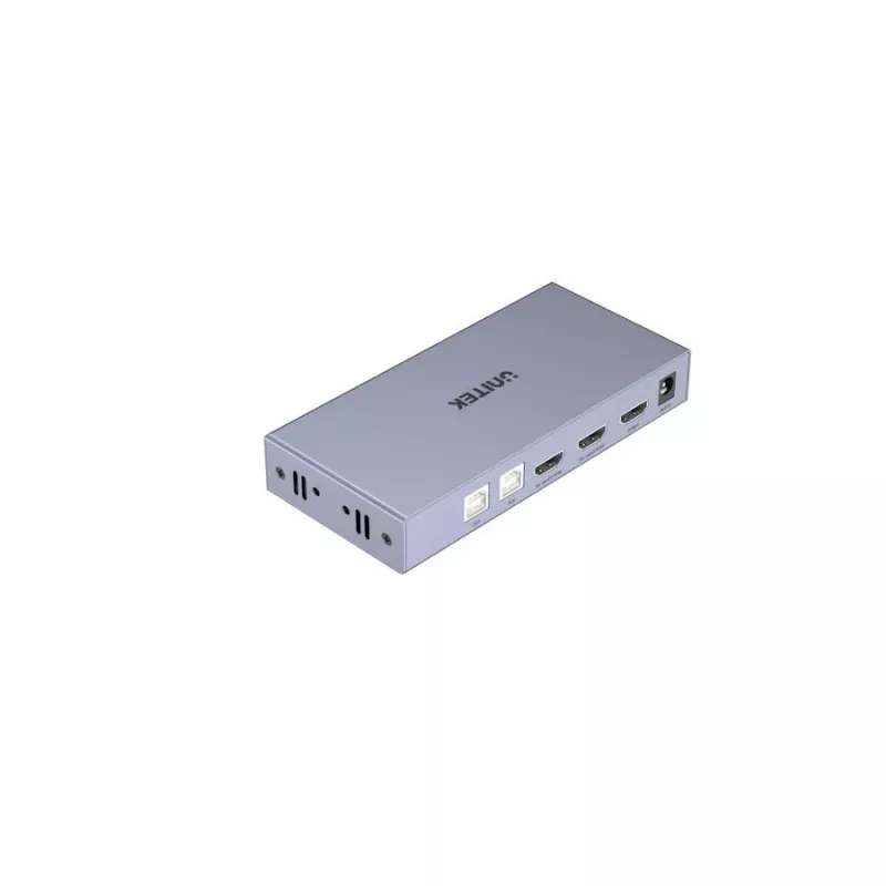 KVM jungiklis Unitek V307A USB HDMI 2 prievadai 4K Ultra HD 3840x2160@60Hz HDCP 2.2, metalinis korpusas, pilka