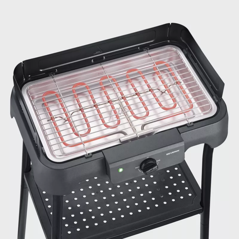 Elektrinis stalinis grilis SEVERIN PG 8594 – 2000 W, stačiakampės grotelės, juodos spalvos