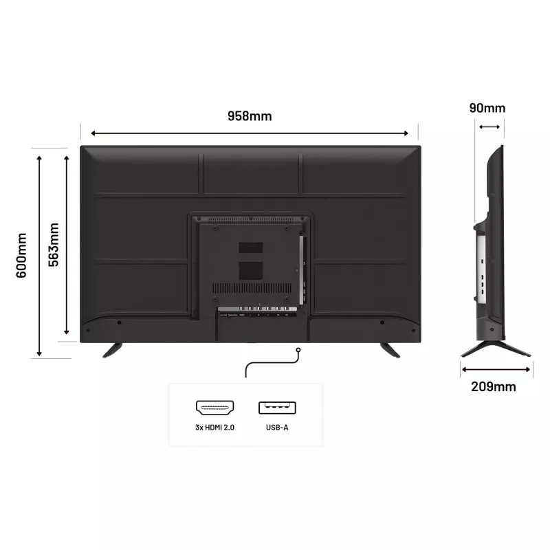 109,2 cm (43 inch) JAPANNEXT JN-IPS430UHD60F 4K IPS 60Hz HDMI USB WLAN Garsiakalbiai Juodas