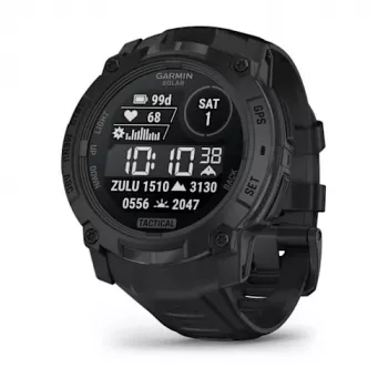 Garmin Instinct 3 Solar Tactical Edition 50 mm išmanusis laikrodis, juodas, silikoninis dirželis
