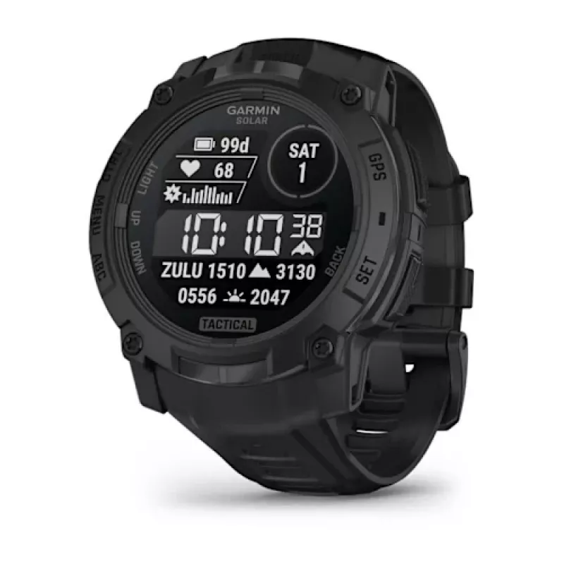 Išmanusis laikrodis GARMIN Instinct 3 – 45 mm, 3,05 cm (1,2 colio) AMOLED 390×390 liečiamas ekranas, 4 GB, GPS, silikoninis dirželis juodas, 53 g