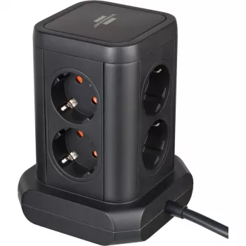 Maitinimo bokštas Brennenstuhl 1153560010 — 8 lizdai, 2×USB-A, 1×USB-C, juodas