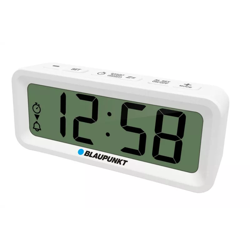 Žadintuvas BLAUPUNKT CL04WH daugiafunkcis laikrodis, baltas – termometras, kalendorius, snaudimas, 88×37×21 mm