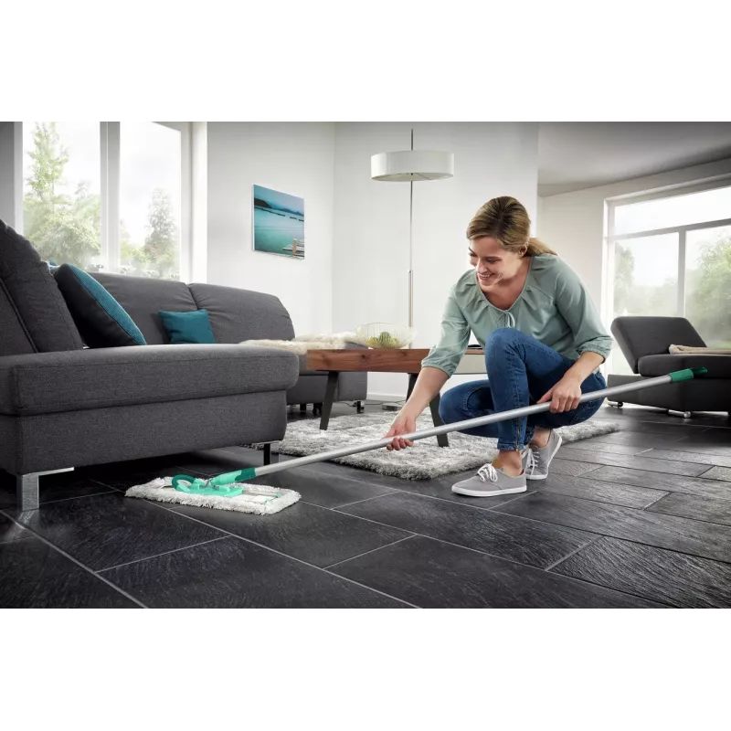 Leifheit Profi XL cotton plus plokščias šluotražis – 420 mm plotis, 360° sukama galvutė, medvilnė/pluoštas, aliumininis kotas