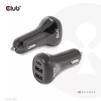 CLUB3D automobilinis nešiojamojo kompiuterio įkroviklis 36 W, cigarečių degtukas, 24 V, juodas