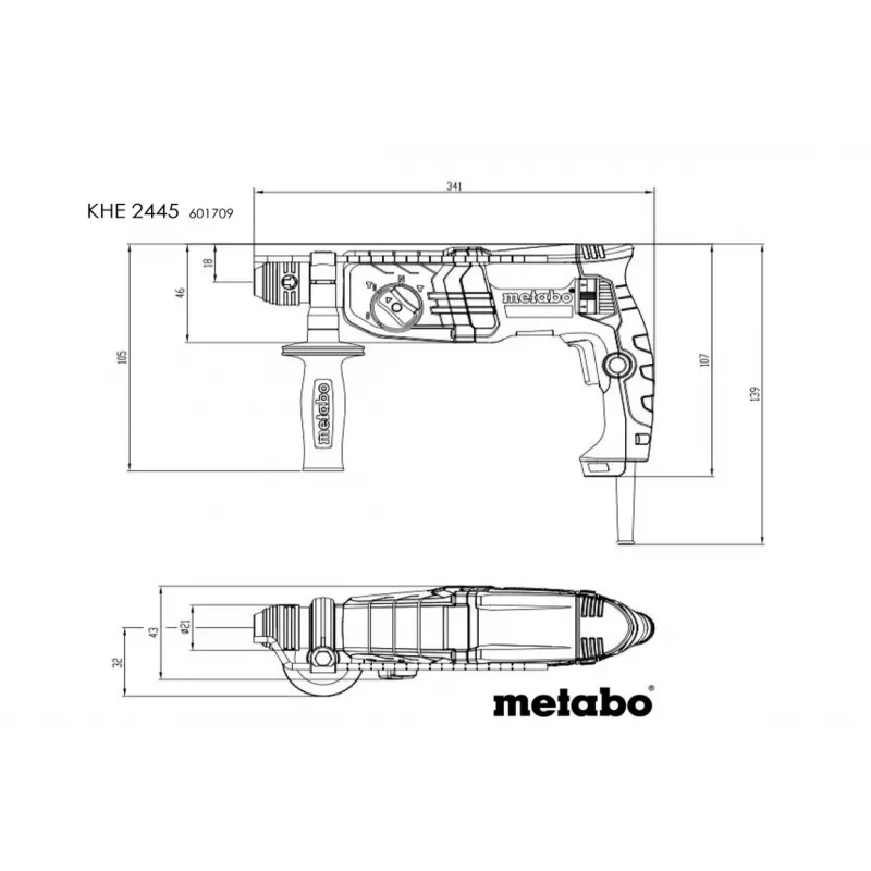 Metabo KHE 2445 kombinuotas perforatorius, 800 W, 2,4 J
