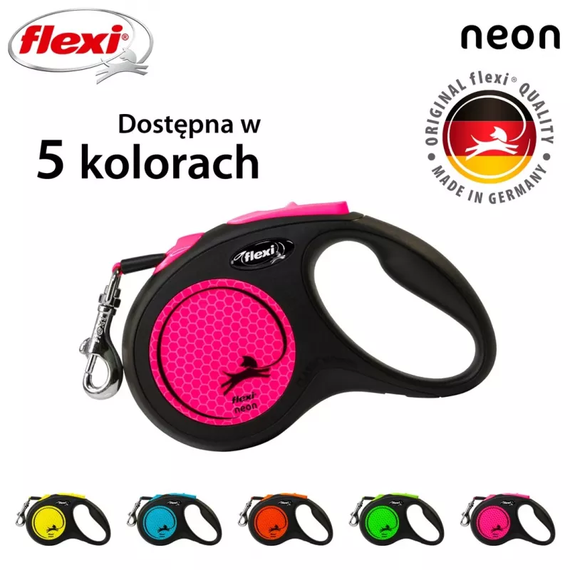 Flexi New Neon S 5 m šuns užtraukiamas pavadėlis