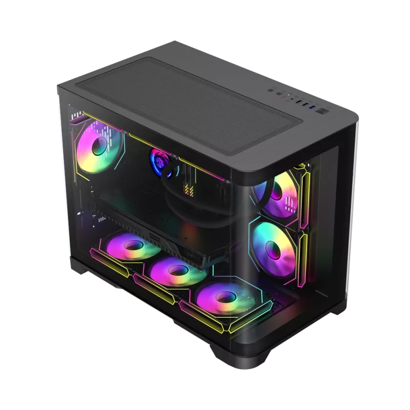 Gamemax HYPE-M BK | Mikro-ATX korpusas | Juodas | Be maitinimo šaltinio
