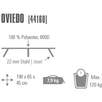 Kušetė stovyklavimui Oviedo 44160 (Pilka) – High Peak