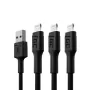 Green Cell KABGCSET05 1,2 m juodos spalvos USB-A – Lightning laidas (3 vnt.)