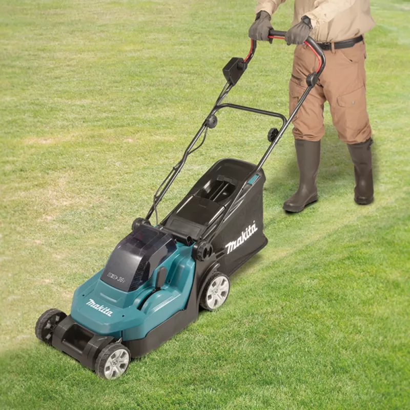 Belaidis elektrinis vejapjovė Makita DLM382PM2 - 18 V - 4 Ah - 2 akumuliatoriai - 3700 sūk./min - 38 cm - 16,9 kg