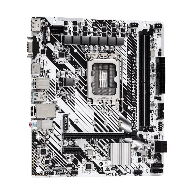 Motininė plokštė ASRock H610M-HDV/M.2+ D5 — Intel H610, LGA 1700, microATX, 2× DDR5 DIMM, M.2, HDMI 2.1, DP 1.4