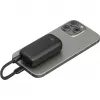 Powerbank 5.000 mAh, integruotas USB-C kabelis 13 cm, 20 W (juodas, 5 Ah, 1x USB-A, 1x USB-C, PD, QC)
