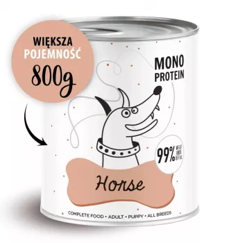 Šlapias šunų ėdalas PAKA ZWIERZAKA Pepe Horse 800 g – pilnavertis grūdų neturintis suaugusių šunų ėdalas su arklių mėsa