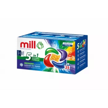 MILL PRO 5k skalbimo kapsulės + SPALVOS minkštinimo rutuliukai, 25 vnt.