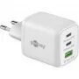 USB-C greitasis įkroviklis Nano, PD, GaN, 65 W (baltas, 1x USB-A, 2x USB-C PD, Charge 3.0)