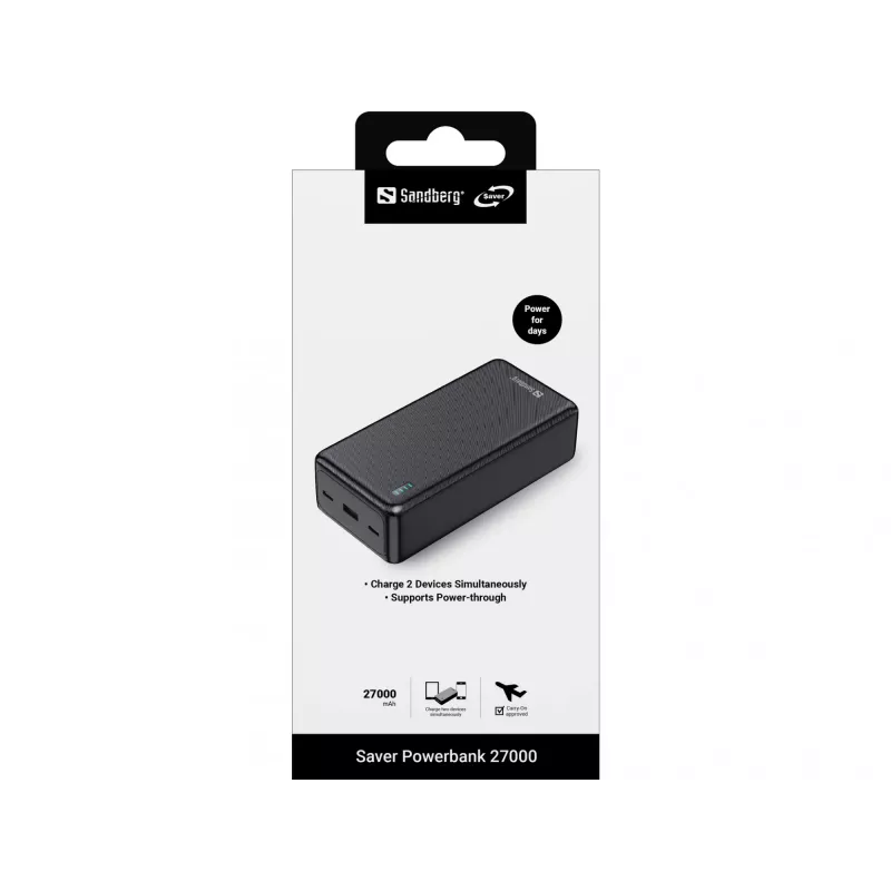 Powerbank Sandberg Saver 27000 mAh Ličio jonų Juoda