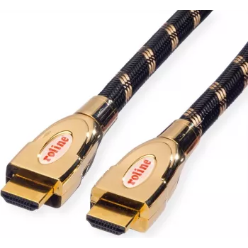 Roline Gold - HDMI mit Ethernetkabel - HDMI (M) bis HDMI (M) - 2 m - Doppelisolierung - schwarz-gold - 4K Unterstützung