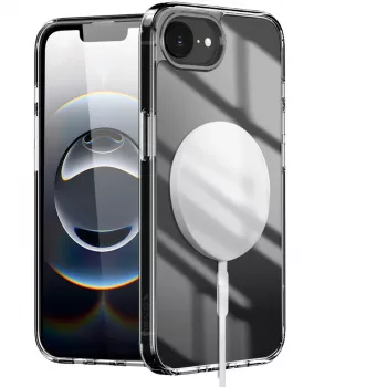 Nevox StyleShell SHOCKFlex dėklas, skirtas iPhone 16e/17e, suderinamas su MagSafe, permatomas