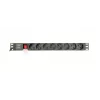Maitinimo paskirstymo įrenginys GEMBIRD EG-PDU-014-C14, 8 AC lizdai, C14 įvadas, 3 m kabelis, 1U, 3680 W, 10 A, aliuminis, juodas
