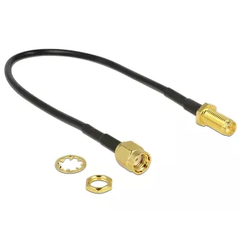 Koaksialinis kabelis DeLOCK 88876 RP-SMA standartinis 0,2 m juodas