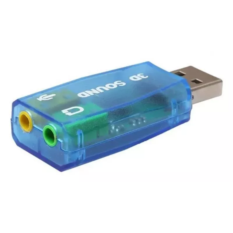 USB išorinė garso plokštė Gembird Virtus2 — USB sąsaja, 3.5 mm ausinės, mėlynas permatomas