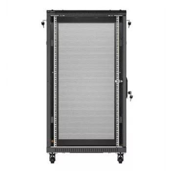 19 colių stelažo spinta LANBERG FF01-6022-23B, 22U, 600×1000 mm, juoda, perforuotos durelės