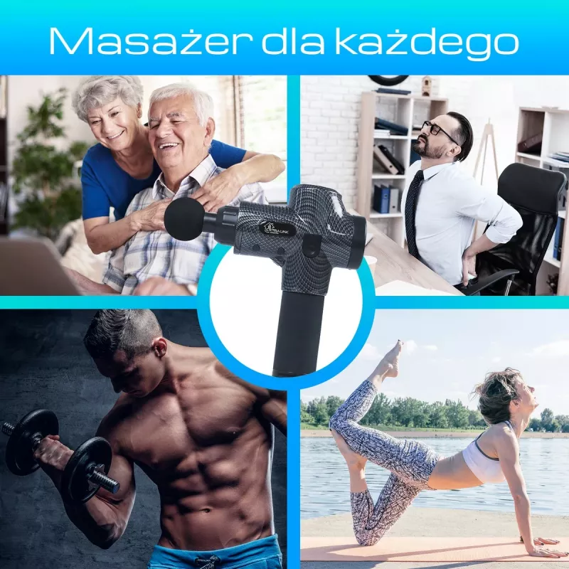 Masažinis pistoletas Extralink MSG-01-PRO 3800 RPM 6 antgalių