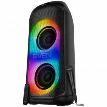 Garsiakalbis SVEN PS-1050, juodas (200W, TWS, Bluetooth, FM, USB, microSD, LED ekranas, 7200mAh)