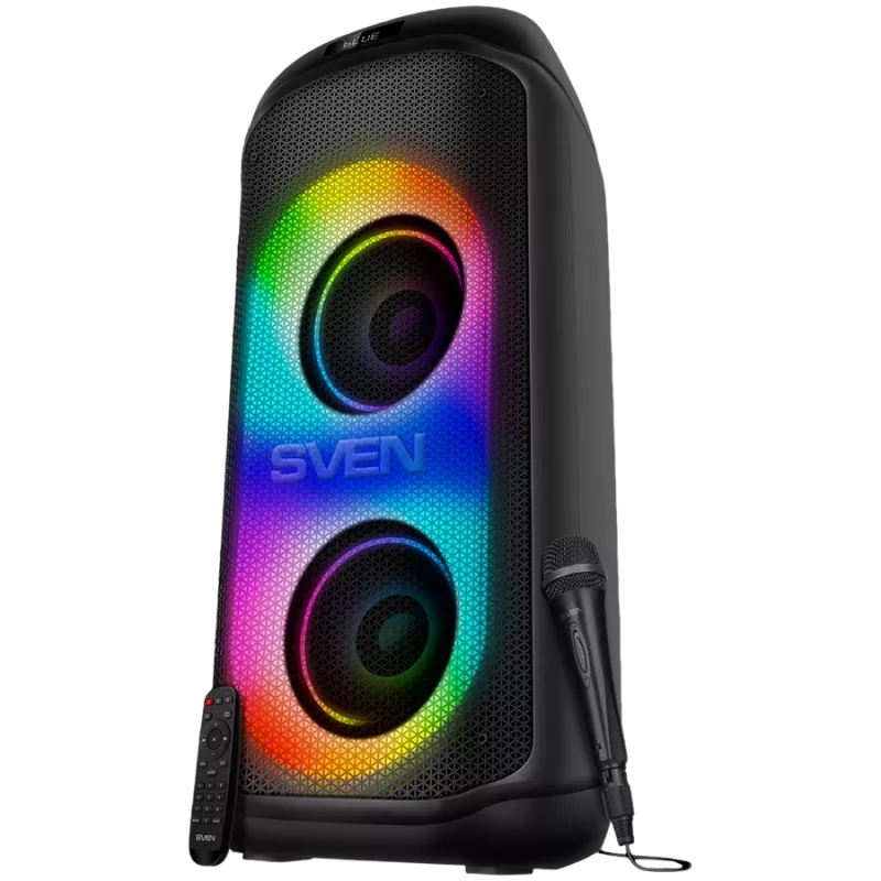 Garsiakalbis SVEN PS-1050, juodas (200W, TWS, Bluetooth, FM, USB, microSD, LED ekranas, 7200mAh)