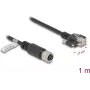 Tinklo kabelis DeLOCK M12 D-koduotas 4 kontaktų moteriškas į RJ45 kištuką Cat.5e 1 m Juodas