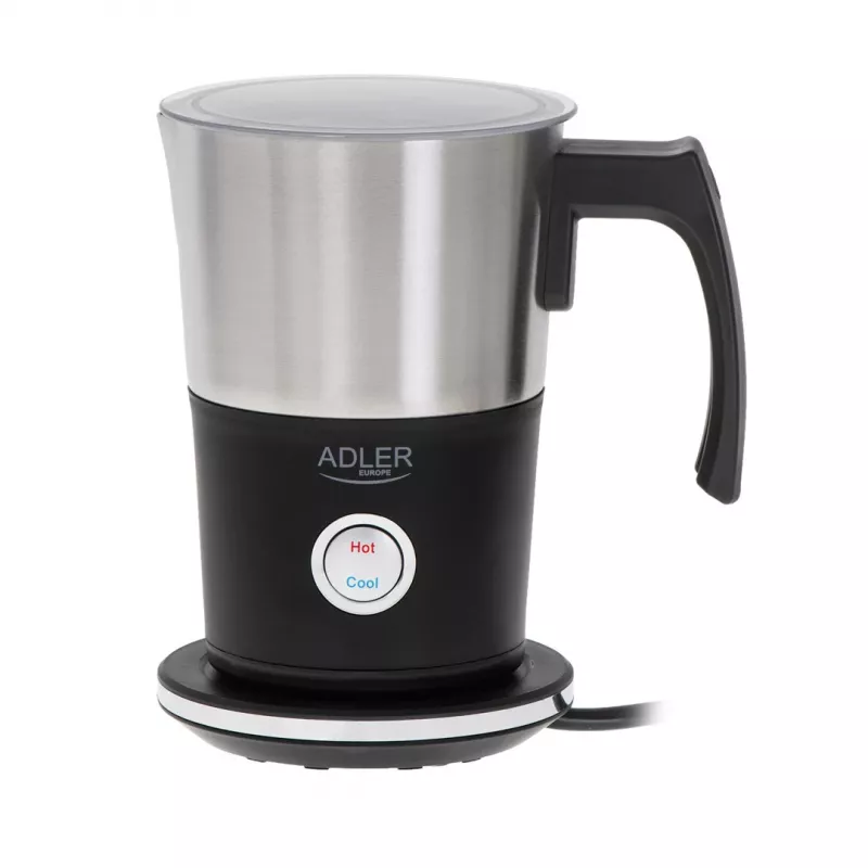 Automatinis pieno putotojas Adler AD 4497 — nerūdijantis plienas, 600 W, putos 120 ml / šildymas 300 ml, karštas ir šaltas