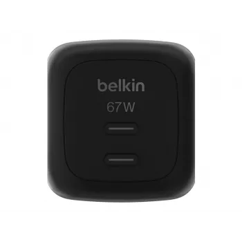 Greičio įkroviklis AC patalpoms Belkin WCH020kqBK, 2× USB-C, universali suderinamumas, apsauga nuo viršįtampių, juodas