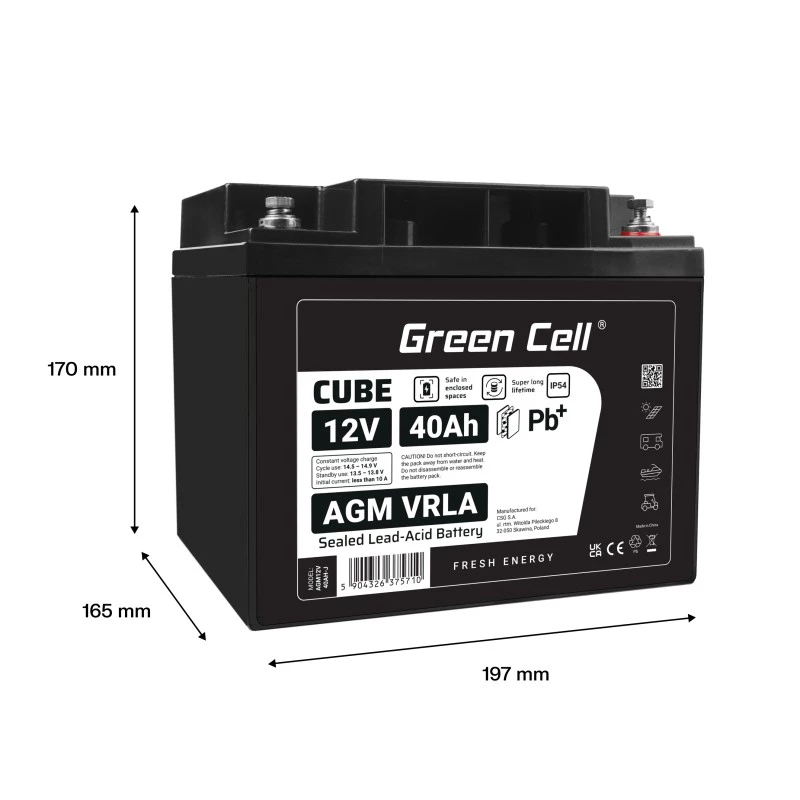 Akumuliatorius AGM VRLA 12V 40Ah IP54