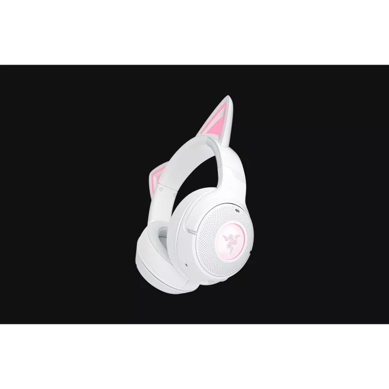 Belaidės žaidimų ausinės su Bluetooth Razer Kraken Kitty V2 BT White, THX Spatial Audio, RGB apšvietimas
