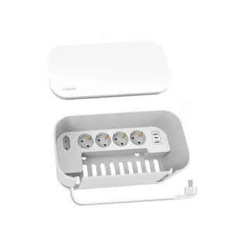 LogiLink LPS281U kištukinis lizdas 4 saugūs lizdai 2 USB-A 1 USB-C balta