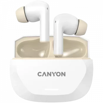 Ausinės CANYON HEXAGON 7 TWS ANC+ENC belaidžiu įkrovimu balta smėlio spalvos