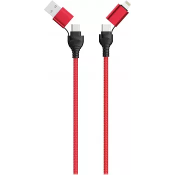 USB kabelis 2GO 797370 1,2 m USB A / USB C / USB C / Lightning juodas raudonas