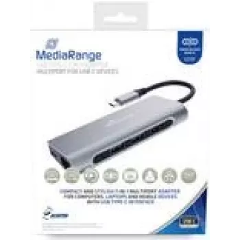 MEDIARANGE MRCS510 - USB 3.2 Gen 1 C tipo ir A tipo jungtimis, 4K HDMI, SD kortelių skaitytuvas, 5 Gbit/s, sidabrinis