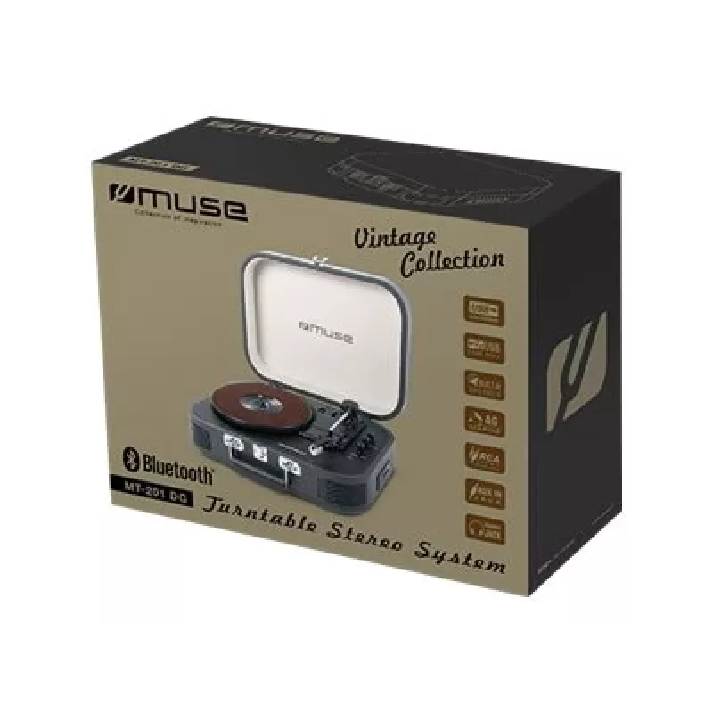 Muse MT-201 DG Black – universalus patefono stereo komplektas su Bluetooth