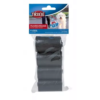 Šunų išmatų maišeliai Trixie Poop Bags 2332, plastikiniai, juodi, 4 ritinėliai × 20 vnt. (80 maišelių)