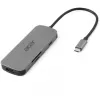 7-in-1 USB-C adapteris Acer — USB 3.2 Gen 1 Type-C, 3x USB-A, HDMI, SD/MicroSD, 100W PD, sidabrinis