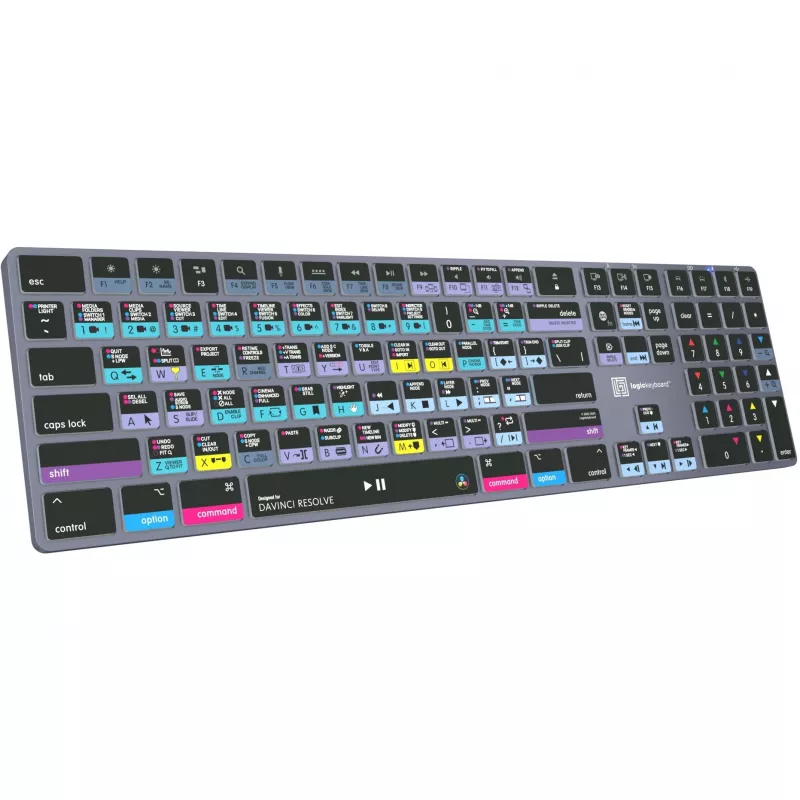 Logickeyboard LKB-RESB-TM-UK belaidė klaviatūra Bluetooth QWERTY pilko titano spalvos, optimizuota DaVinci Resolve