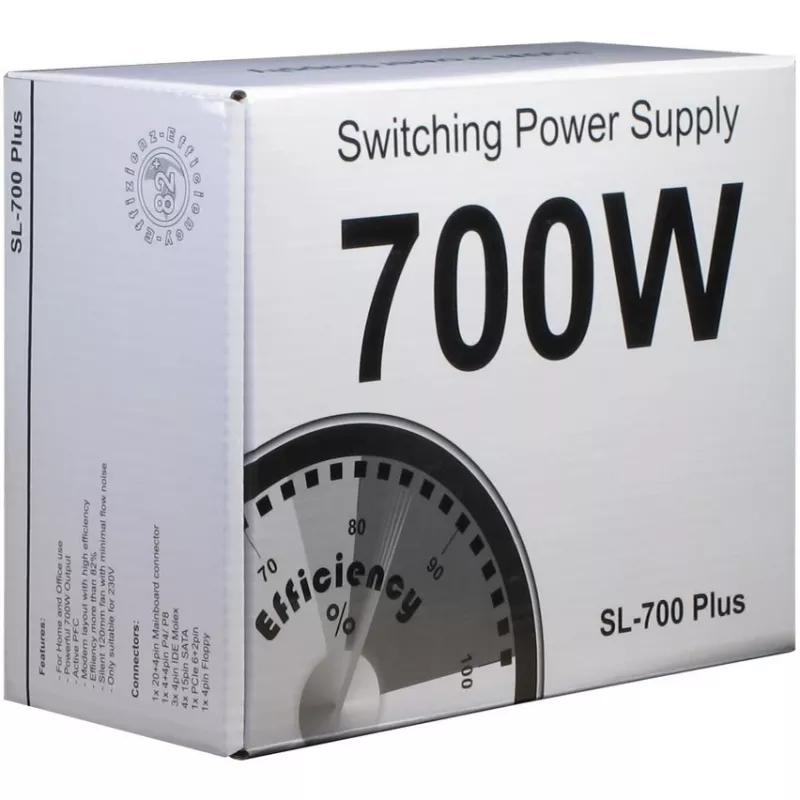 Inter-Tech SL-700 Plus - Maitinimo blokas (vidinis) - ATX12V 2,4 - AC 230 V - 700 W - aktyvus PFC
