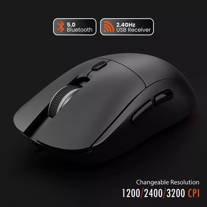 Belaidė pelė MEDIA-TECH MT1124 BT/RF Tylus ir Įkraunama – ambidekstrinė, 3200 DPI, Bluetooth + 2,4 GHz USB, 6 mygtukai, įkraunama