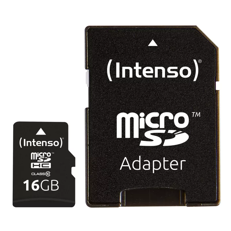 INTENSO atminties kortelė Micro SDHC 16GB C10 su adapteriu 3413470